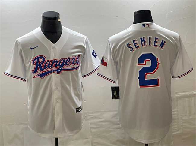 Men%27s Texas Rangers #2 Marcus Semien White With Patch Cool Base Stitched Baseball Jersey->new york yankees->MLB Jersey
